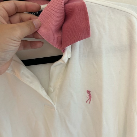 Izod Pink & White Cotton Double Collar Polo - Picture 7 of 9